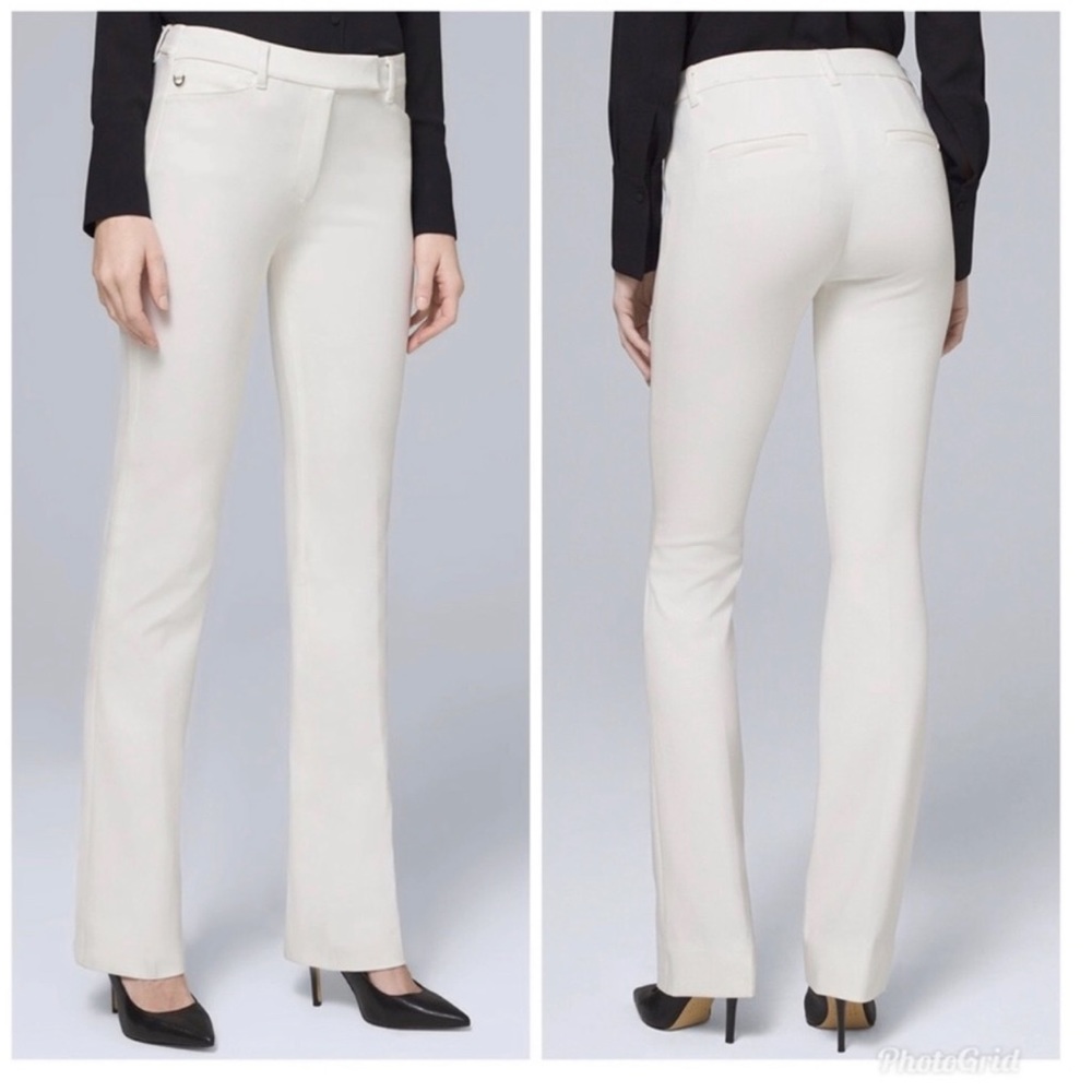 White House Black Market slim boot pants in Ecru, size 12R.
